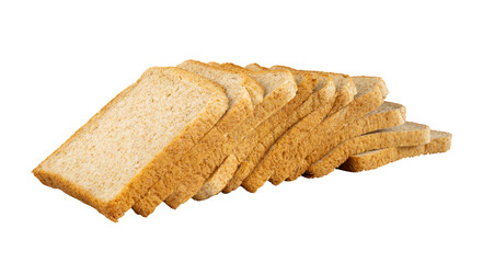 piles of white bread slices isolated
