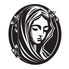 Virgin Mary, Our Lady. Vector illustration silhouette svg, laser cutting cnc.