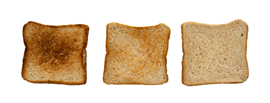 Set of baked wheat bread with cooked variations