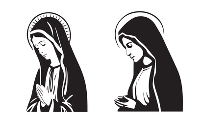 Virgin Mary, Our Lady. Vector illustration silhouette svg, laser cutting cnc. - obrazy, fototapety, plakaty
