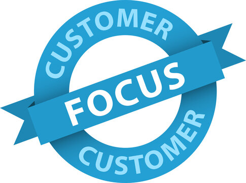 CUSTOMER FOCUS blue marketing stamp on transparent background