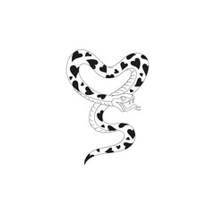 Howdy Valentines Day snake viper in the form of heart vector illustration isolated on white. Linear colouring page Wild west love reptile print for 14 February holiday. 
