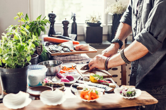 Man preparing meal at home