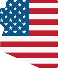 outline drawing of arizona state map on usa flag.