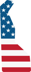 outline drawing of delaware state map on usa flag.