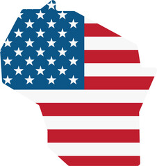 Fototapeta premium outline drawing of wisconsin state map on usa flag.