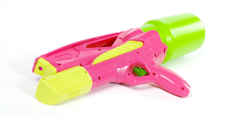 Plastic water gun isolated over white