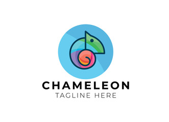 colorful chameleon logo design vector