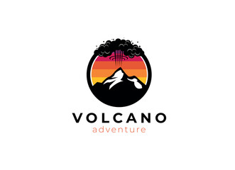 Eruption Volcano Mountain Logo Design Template. Volcano Vector Logo