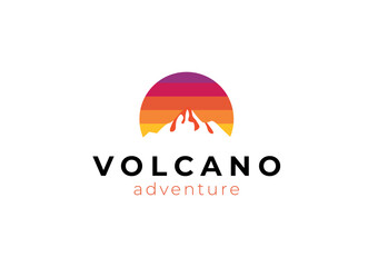 Eruption Volcano Mountain Logo Design Template. Volcano Vector Logo