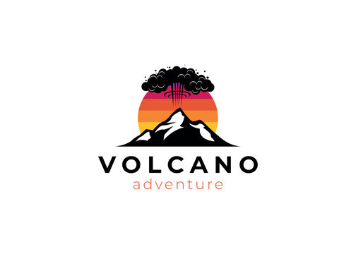 Eruption Volcano Mountain Logo Design Template. Volcano Vector Logo