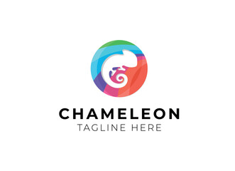 colorful chameleon logo design vector © AlvinStd.
