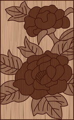 木彫り風花札　水無月　牡丹　6月　牡丹のカス