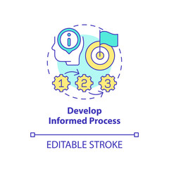 Develop informed process concept icon. Commercial strategy. Causal research benefit abstract idea thin line illustration. Isolated outline drawing. Editable stroke. Arial, Myriad Pro-Bold fonts used