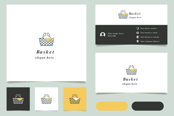Basket logo design with editable slogan. Branding book and business card template.