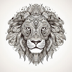 Lion in mandala style. Illustration AI Generative.
