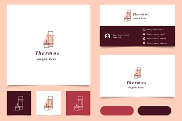 Thermos logo design with editable slogan. Branding book and business card template.