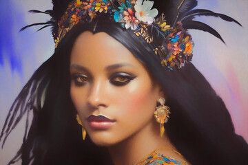 A portrait of an empowered African American woman. Generative AI