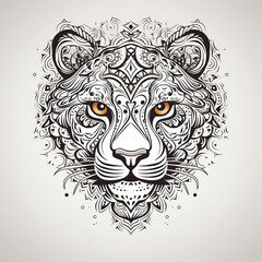 Fototapeta premium Tiger in mandala style. Illustration AI Generative.