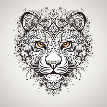 Tiger in mandala style. Illustration AI Generative.