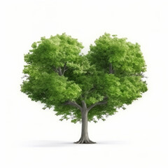 Green heart shape tree. Illustration AI Generative.