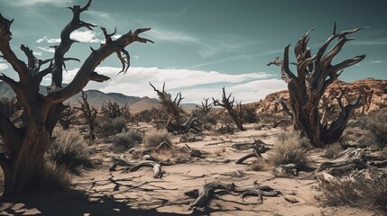 Dead trees in the Namib Desert, Namibia, Africa.Generative Ai