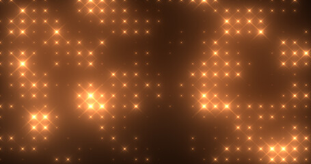 Obraz premium Abstract loop glowing yellow orange disco wall with bright light bulbs abstract background