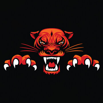 Angry Panther head and paws with claws Vector logo illustration Artwork