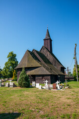 Fototapeta na wymiar Church of the Nativity of the Holy Virgin Mary in Brzezinki, village in Swietokrzyskie voivodeship. Poland