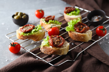 Sandwich with sun-dried tomato - tasty snack concept