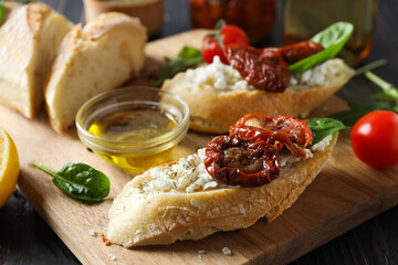 Sandwich with sun-dried tomato - tasty snack concept