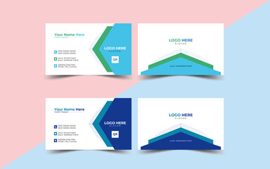 Front and Back View of Business Card, Corporate Business card template vector design, Double-sided creative business card template, creative modern name card and business card.