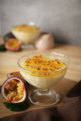 Concept of delicious food - Passion fruit mousse