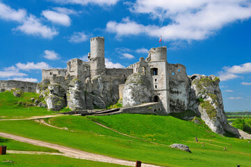 Ogrodzieniec Castle in the semi-mountainous highland region called the Polish Jura in south-central...