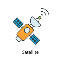 Satellite  Vector Fill outline Icons. Simple stock illustration stock