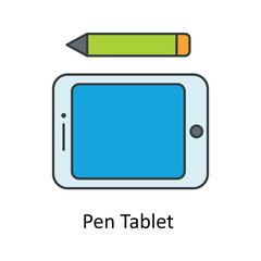 Pen Tablet  Vector Fill outline Icons. Simple stock illustration stock