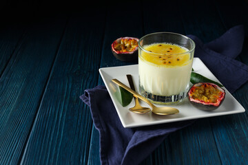 Concept of delicious food - Passion fruit mousse