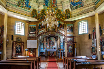 Fototapeta na wymiar Church of the Nativity of St. John the Baptist. Michniowiec, Subcarpathian Voivodeship, Poland.