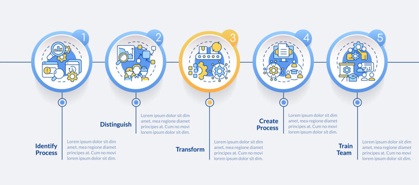 How can you use SMED circle infographic template. Process improvement. Data visualization with 5 steps. Editable timeline info chart. Workflow layout with line icons. Lato-Bold, Regular fonts used