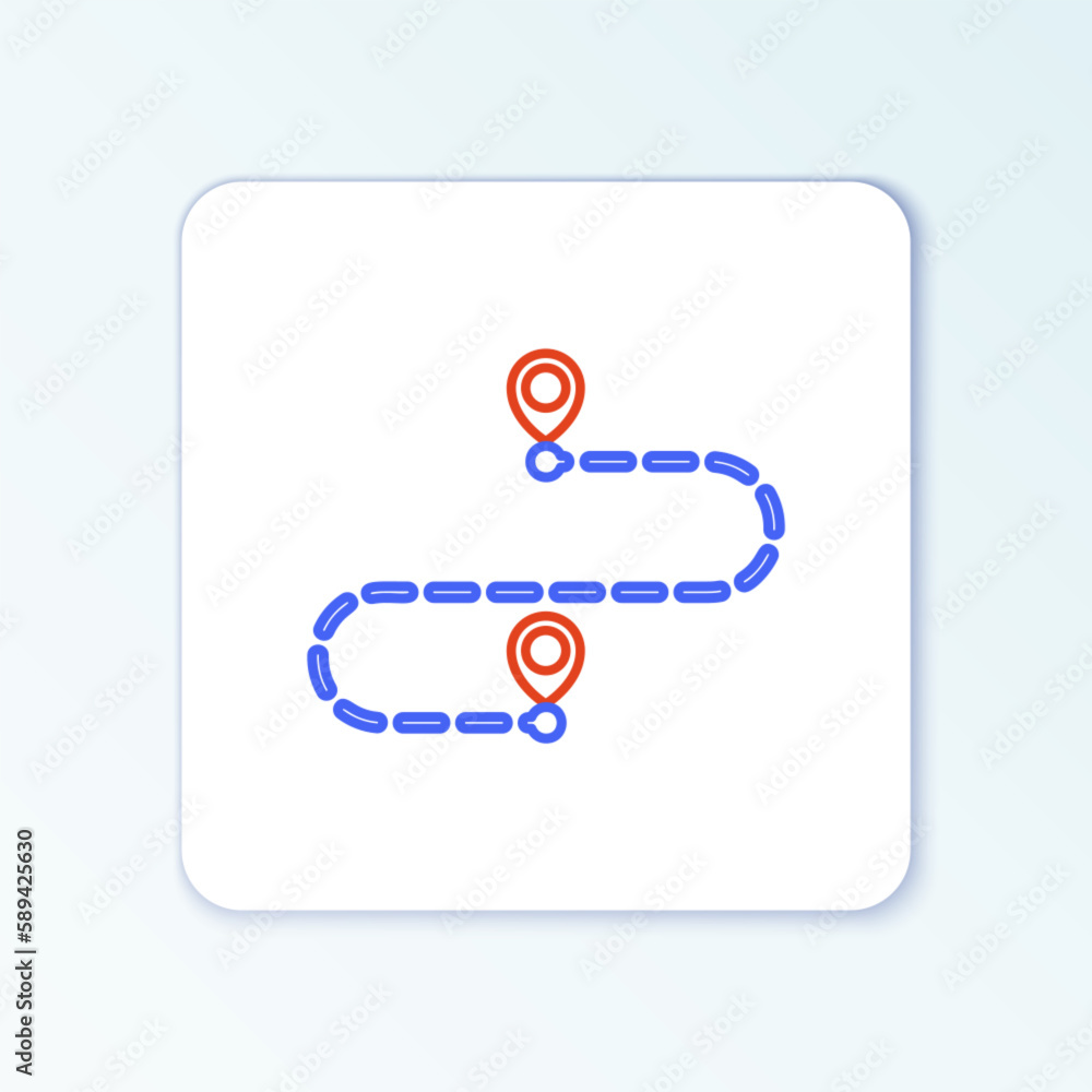 Poster line route location icon isolated on white background. map pointer sign. concept of path or road. gp