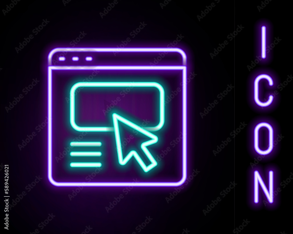Poster glowing neon line ui or ux design icon isolated on black background. colorful outline concept. vecto