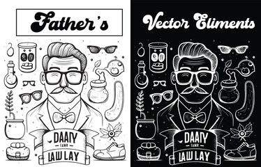 Vector elements for papa, dad, and fathers Day designs, Download vector elements for fathers Day design.