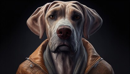 Cute dog in a jacket by Generative AI