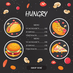 Fast food restaurant vector menu template