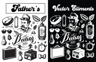 Vector elements for papa, dad, and fathers Day designs, Download vector elements for fathers Day design.