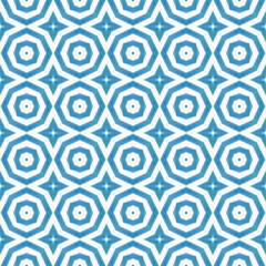 Ikat repeating swimwear design. Blue symmetrical