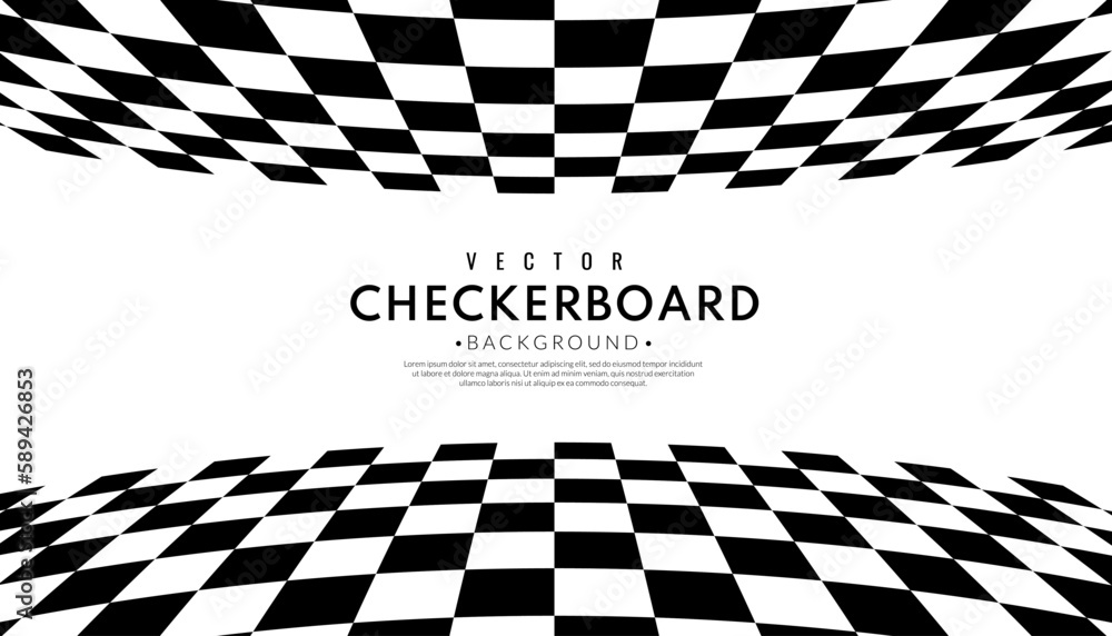 Poster abstract checkerboard pattern on white background. chess border template. racing and speed or victor