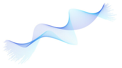 Blue gradient wave with lines isolated on white background