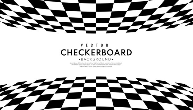 Abstract Checkerboard pattern on white background. Chess border template. Racing and speed or Victory, Success concept. Graphic vector flat design style.