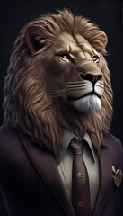 Lion in a classic suit by Generative AI